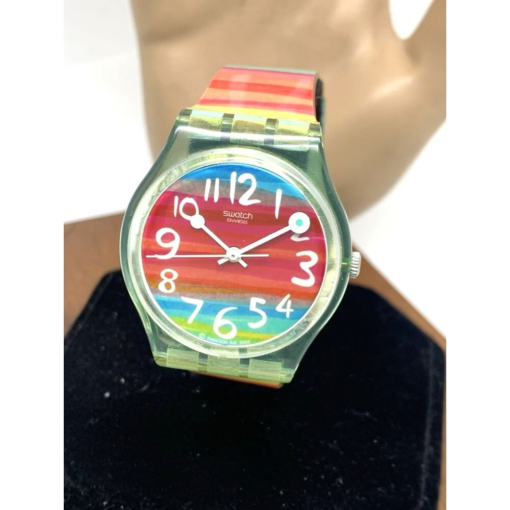 Swatch Women's Watch GS124 Swiss Quartz Color The Sky Colorful Rubber Band 34mm